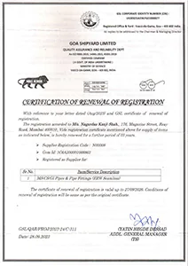 Scanned copy of Goa Shipyard certification