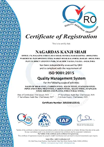 Scanned copy of ISO 9001:2015 certification